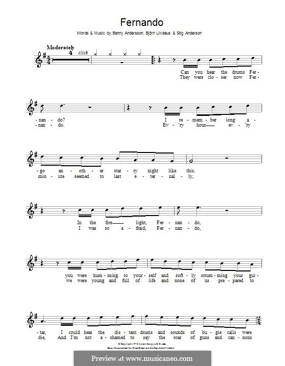 Fernando (ABBA): For recorder by Benny Andersson, Björn Ulvaeus, Stig Anderson