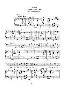 Wo gehest du hin, BWV 166: Piano-vocal score by Johann Sebastian Bach