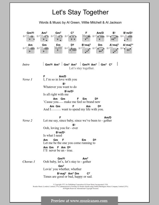 Let's Stay Together: Lyrics and chords by Willie Mitchell, Al Jackson Jr.