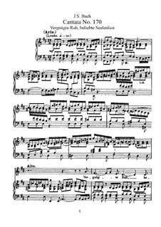 Vergnügte Ruh, beliebte Seelenlust, BWV 170: Piano-vocal score by Johann Sebastian Bach