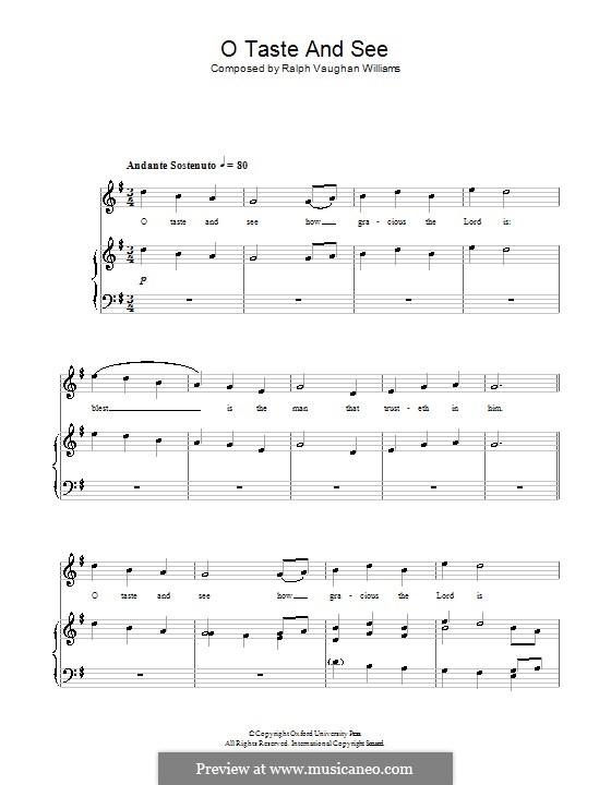 O Taste and See: For voice and piano by Ralph Vaughan Williams