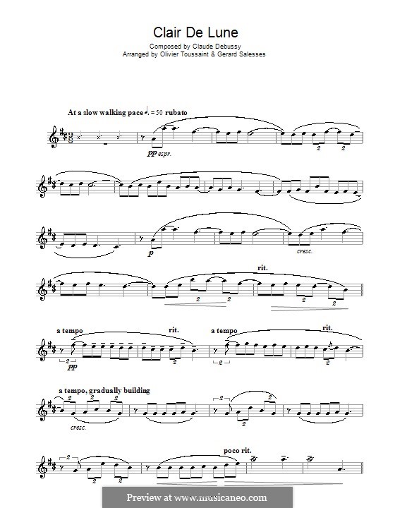 No.3 Clair de lune: For clarinet by Claude Debussy
