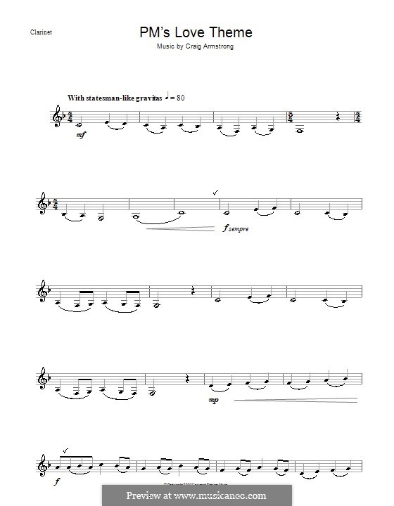 P.M.'s Love Theme (from Love Actually): For clarinet by Craig Armstrong