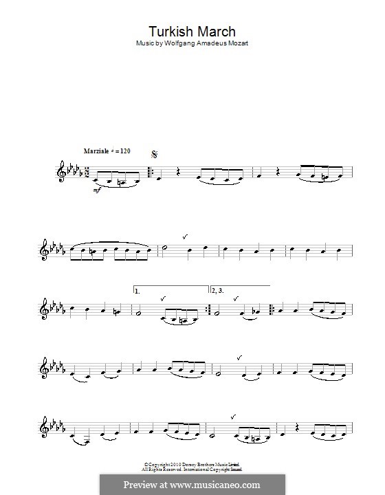 Rondo alla turca (Printable Scores): For saxophone by Wolfgang Amadeus Mozart