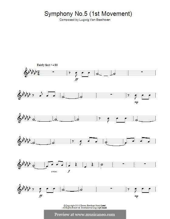 Movement I (Excerpt): For saxophone by Ludwig van Beethoven