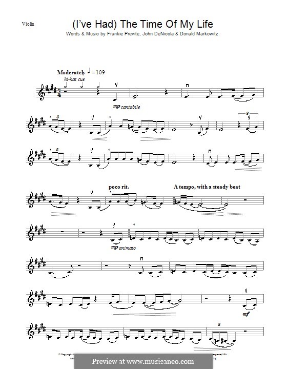 (I've Had) The Time of My Life (from Dirty Dancing): For violin by Donald Markowitz, Franke Previte, John DeNicola