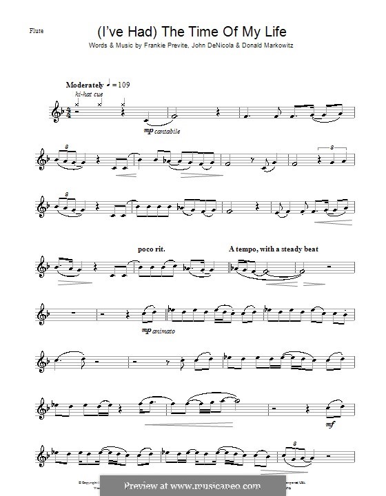(I've Had) The Time of My Life (from Dirty Dancing): For flute by Donald Markowitz, Franke Previte, John DeNicola