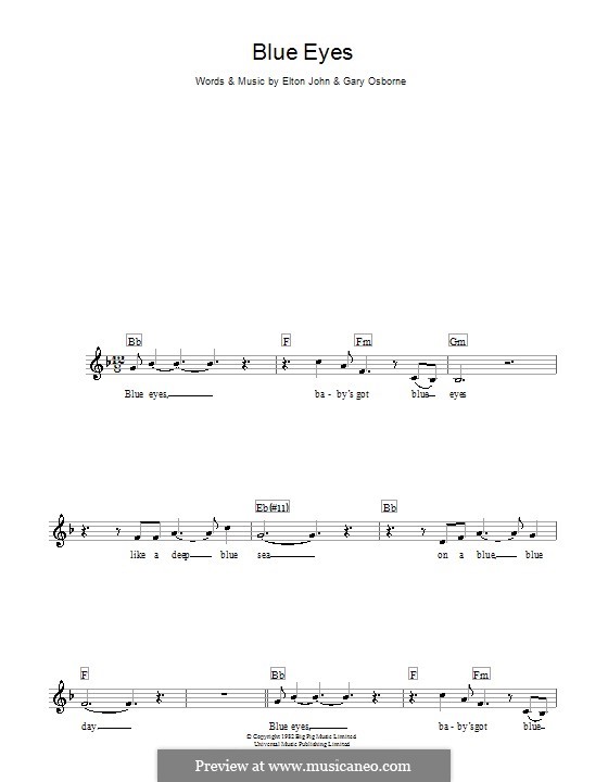 Blue Eyes by E. John, G. Osborne sheet music on MusicaNeo