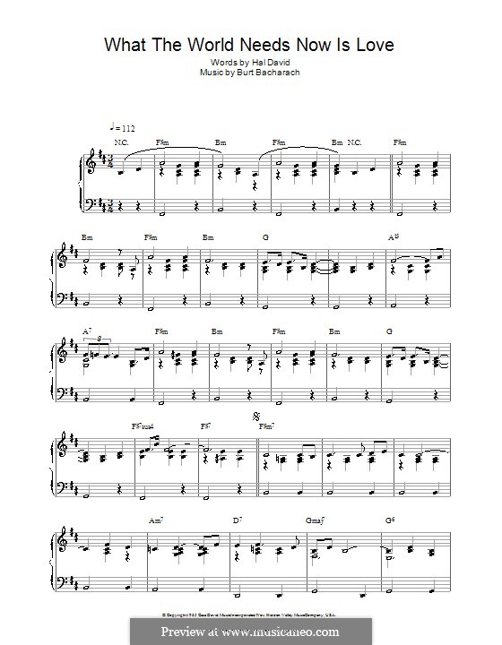 What The World Needs Now Is Love By B Bacharach Sheet Music On Musicaneo What The World Needs Now Is Love By B Bacharach Sheet Music On Musicaneo
