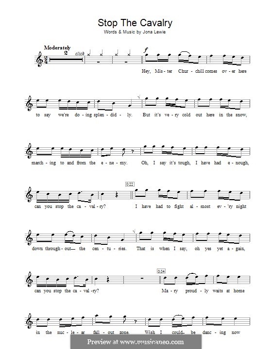 Stop the Cavalry: For recorder by Jona Lewie