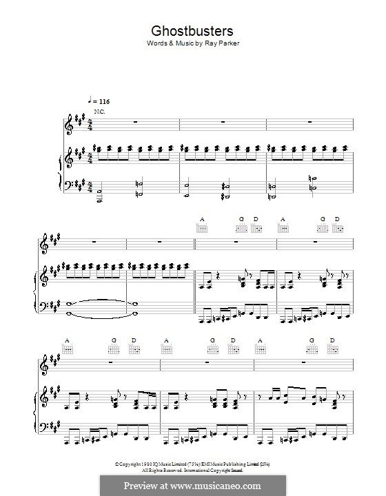 Ghostbusters: For voice and piano (or guitar) by Ray Parker