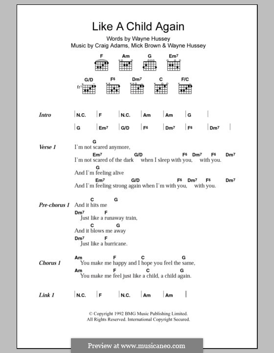 Like a Child Again (The Mission): Lyrics and chords by Craig Adams, Mick Brown, Wayne Hussey