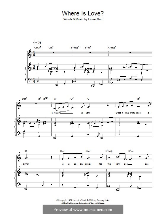 Where Is Love? by L. Bart - sheet music on MusicaNeo