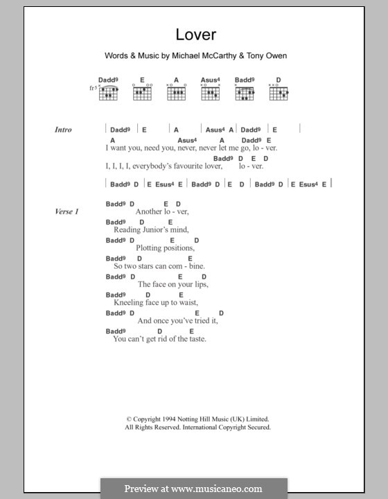 Lover (Perfume): Lyrics and chords by Michael McCarthy, Tony Owen