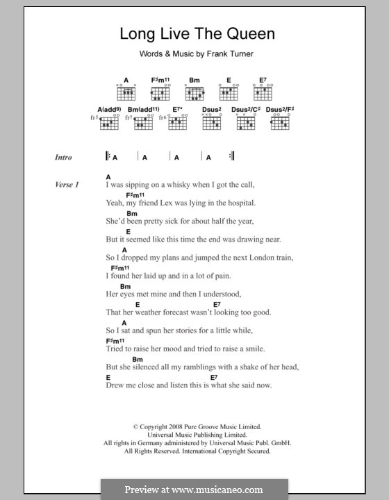 Long Live the Queen: Lyrics and chords by Frank Turner