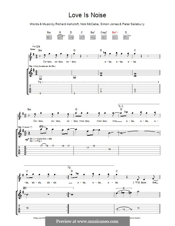 Love Is Noise (The Verve): For guitar with tab by Nick McCabe, Peter Salisbury, Richard Ashcroft, Simon Jones
