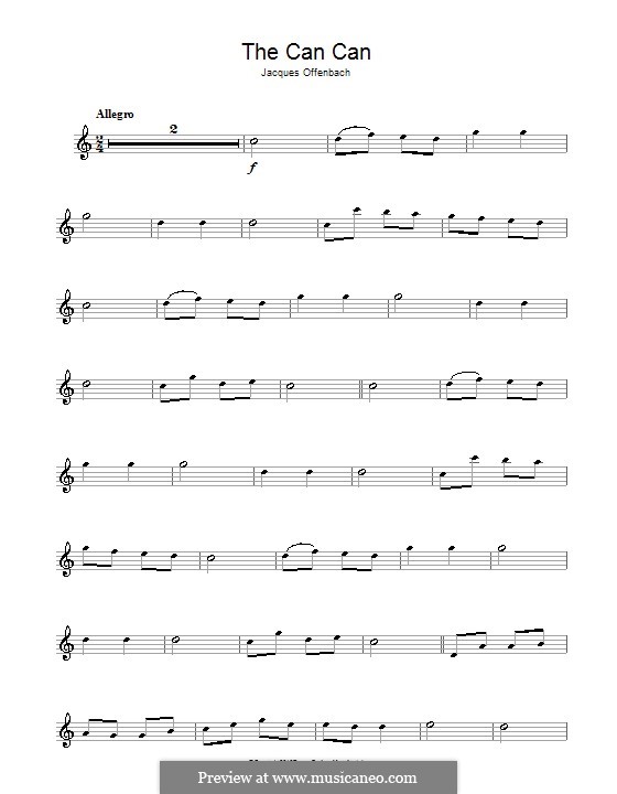 Can-Can (Printable Scores): For alto saxophone and piano – solo part by Jacques Offenbach