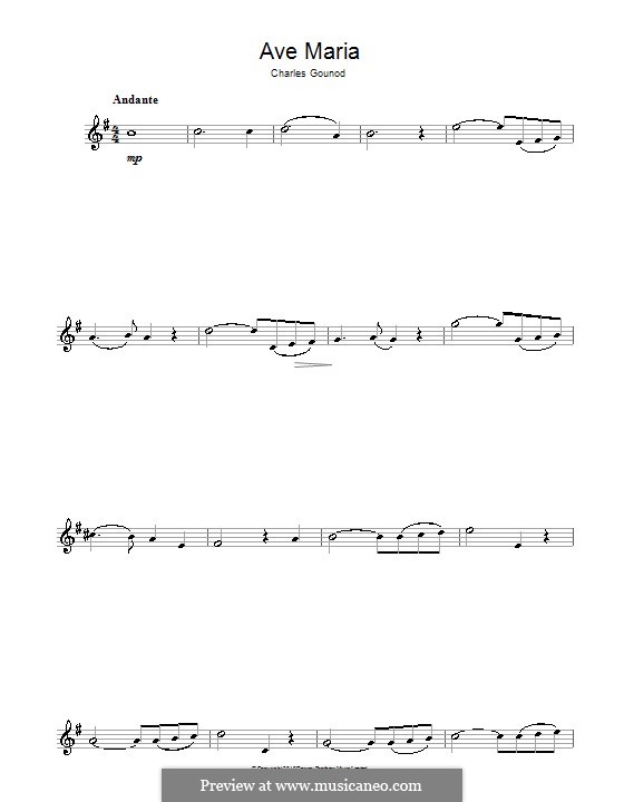 Ave Maria (Printable Sheet Music): For alto saxophone by Johann Sebastian Bach, Charles Gounod