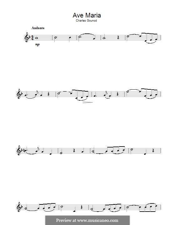 Ave Maria (Printable Sheet Music): For flute by Johann Sebastian Bach, Charles Gounod