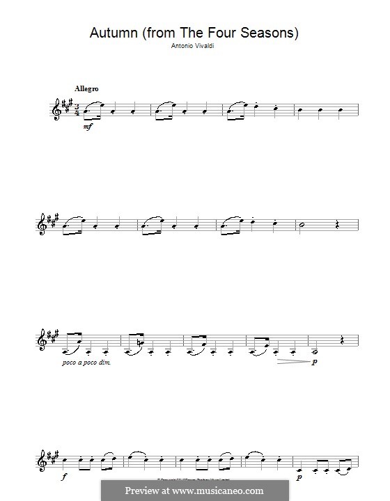 Violin Concerto No.3 in F Major 'L'autunno', RV 293: Movement III. Version for clarinet by Antonio Vivaldi