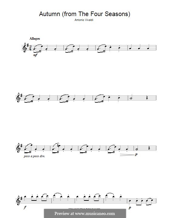 Violin Concerto No.3 in F Major 'L'autunno', RV 293: Movement III. Version for flute by Antonio Vivaldi