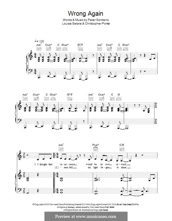 Wrong Again: For voice and piano (or guitar) by Christopher Porter, Louise Setara, Peter Gordeno