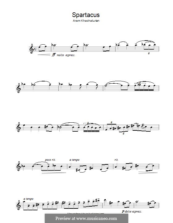 Spartacus by A. Khachaturian sheet music on MusicaNeo