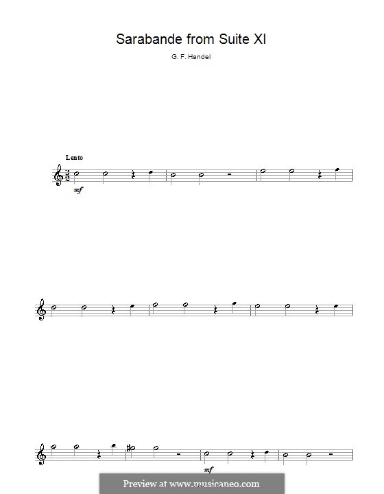 Suite in F Major: Sarabande, for saxophone by Georg Friedrich Händel
