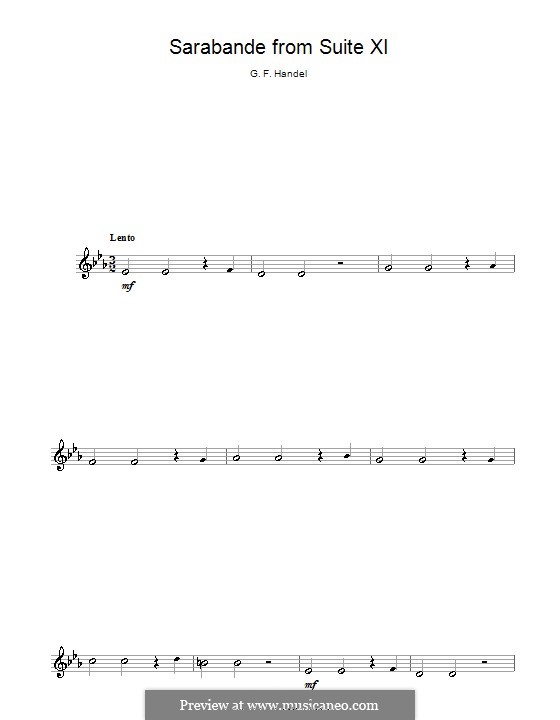 Suite in F Major: Sarabande, for сlarinet by Georg Friedrich Händel