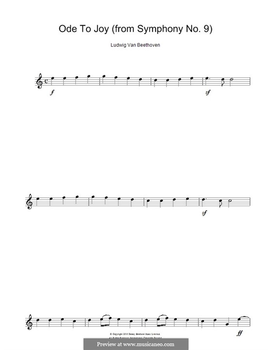 Ode to Joy (Printable scores): Version for alto saxophone by Ludwig van Beethoven