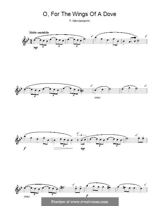 Hör mein Bitten (Hear My Prayer), WoO 15: O for the Wings of a Dove, for saxophone by Felix Mendelssohn-Bartholdy