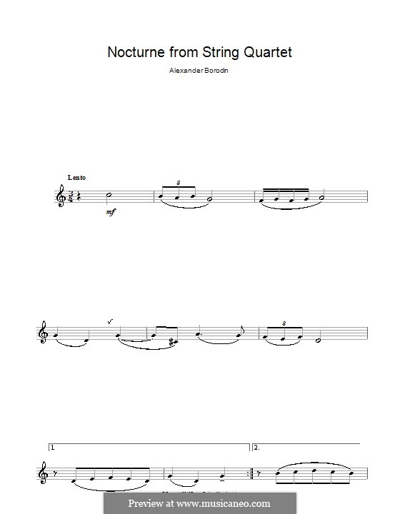 String Quartet No.2 in D Major: Movement III (Theme). Version for clarinet by Alexander Borodin