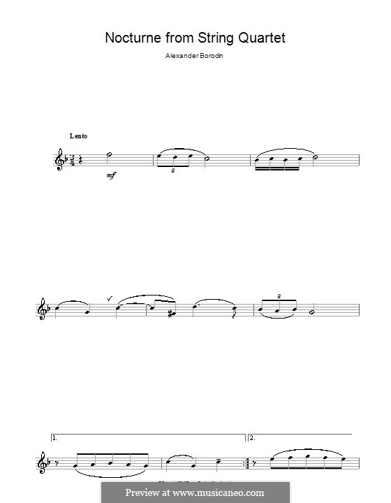 String Quartet No.2 in D Major: Movement III (Theme). Version for flute by Alexander Borodin