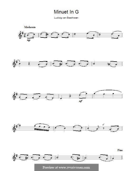 Minuet in G Major: For flute by Ludwig van Beethoven