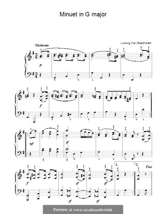 Minuet in G Major: For easy piano by Ludwig van Beethoven