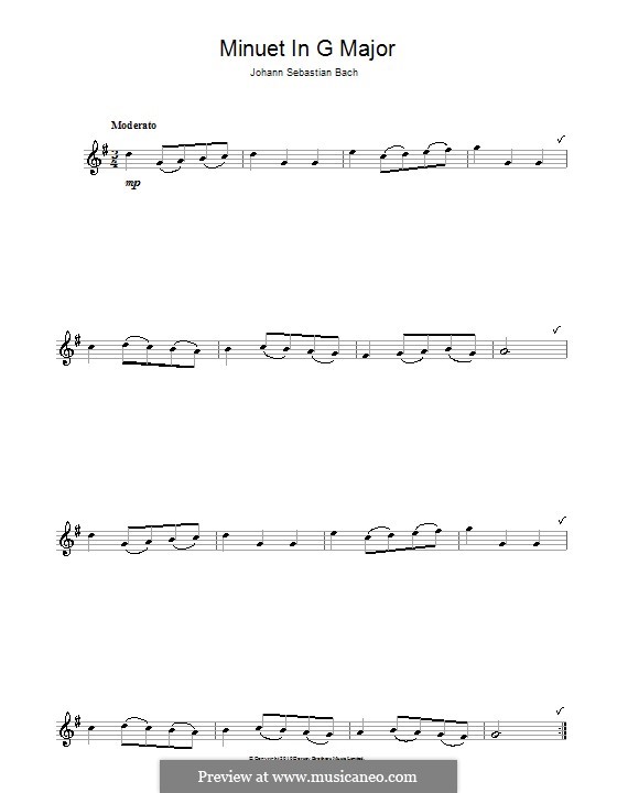 No.4 Minuet in G Major, BWV Anh.114: For alto saxophone by Johann Sebastian Bach