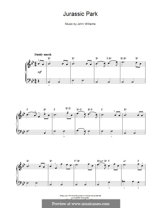 Theme from Jurassic Park: For easy piano by John Williams.