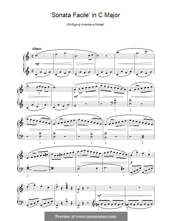 Sonata for Piano No.16 in C Major, K.545: Movement I by Wolfgang Amadeus Mozart