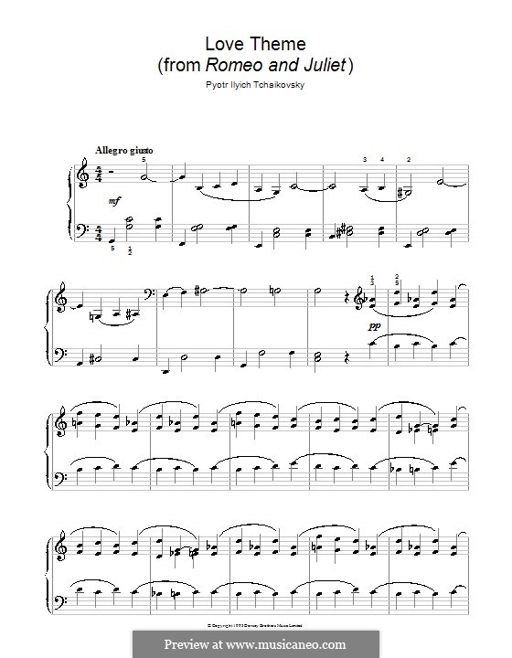 Love Theme: Arrangement for easy piano by Pyotr Tchaikovsky