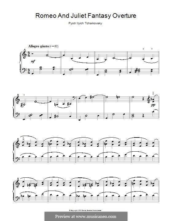 Love Theme: Arrangement for piano (high quality sheet music) by Pyotr Tchaikovsky