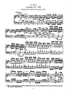 Singet dem Herrn ein neues Lied, BWV 190: Piano-vocal score by Johann Sebastian Bach