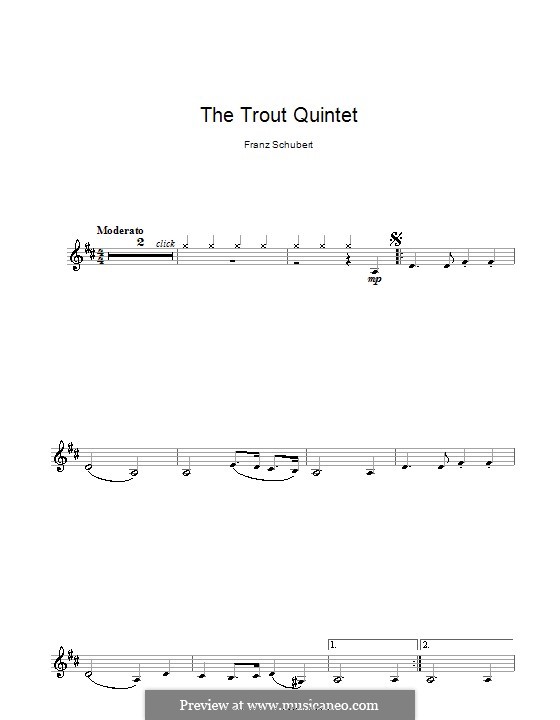 Quintet for Strings and Piano 'The Trout', D.667 Op.114: Movement IV (Theme). Version for clarinet by Franz Schubert