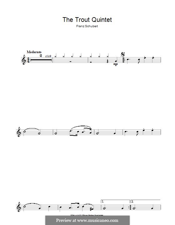 Quintet for Strings and Piano 'The Trout', D.667 Op.114: Movement IV (Theme). Version for flute by Franz Schubert