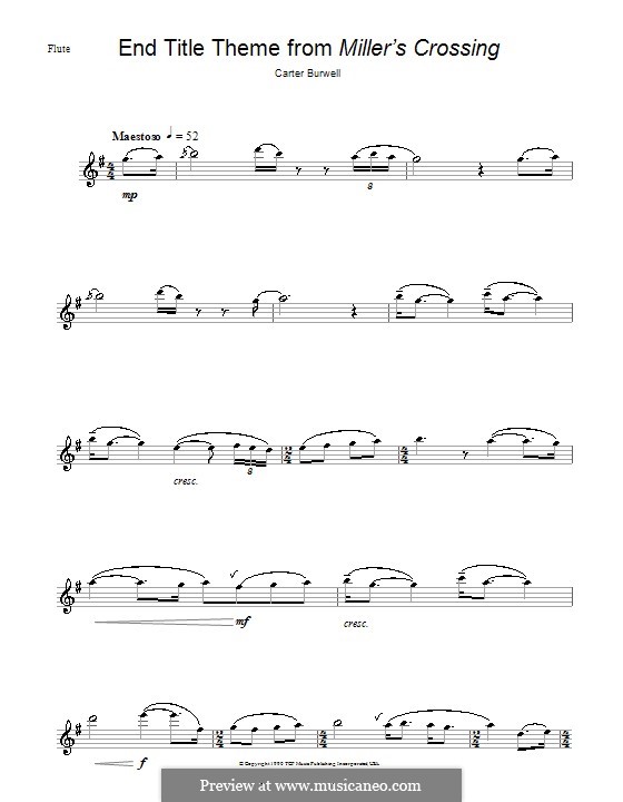 Miller's Crossing (End Titles): For flute by Carter Burwell