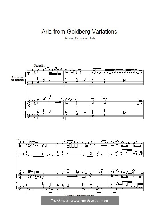 Goldberg Variations, BWV 988: Aria, for piano by Johann Sebastian Bach