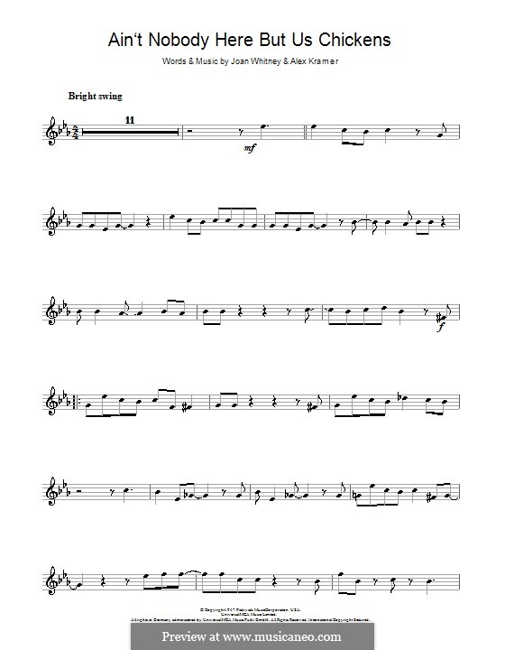 Ain't Nobody Here But Us Chickens (Louis Jordan): For clarinet by Alex Kramer, Joan Whitney