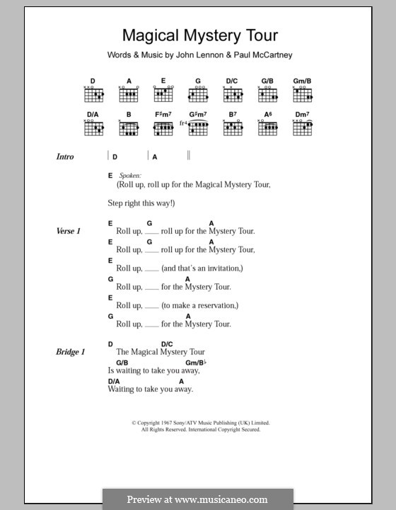 Magical Mystery Tour (The Beatles): Lyrics and chords by John Lennon, Paul McCartney