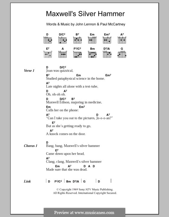 Maxwell's Silver Hammer (The Beatles): Lyrics and chords by John Lennon, Paul McCartney