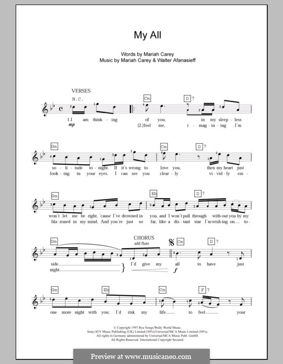 My All: For keyboard by Mariah Carey, Walter Afanasieff
