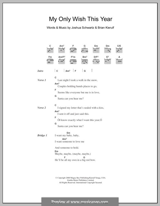 My Only Wish This Year (Britney Spears): Lyrics and chords by Brian Kierulf, Joshua Schwartz